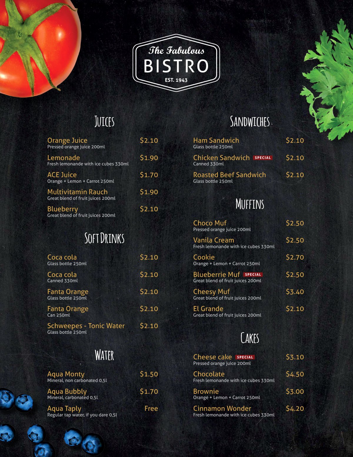 Free Indesign Template Of the Month Restaurant Menu