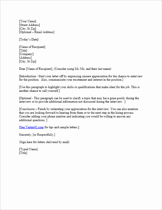 Free Interview Thank You Letter Template