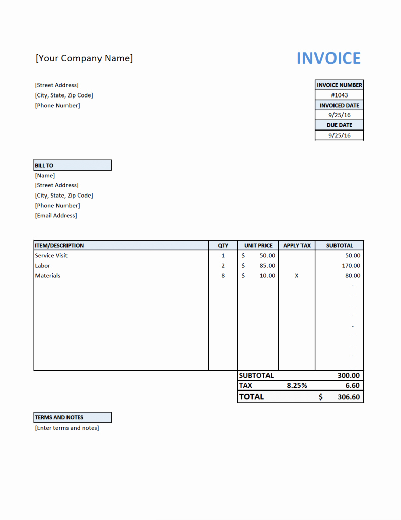 Free Invoice Template for Contractors