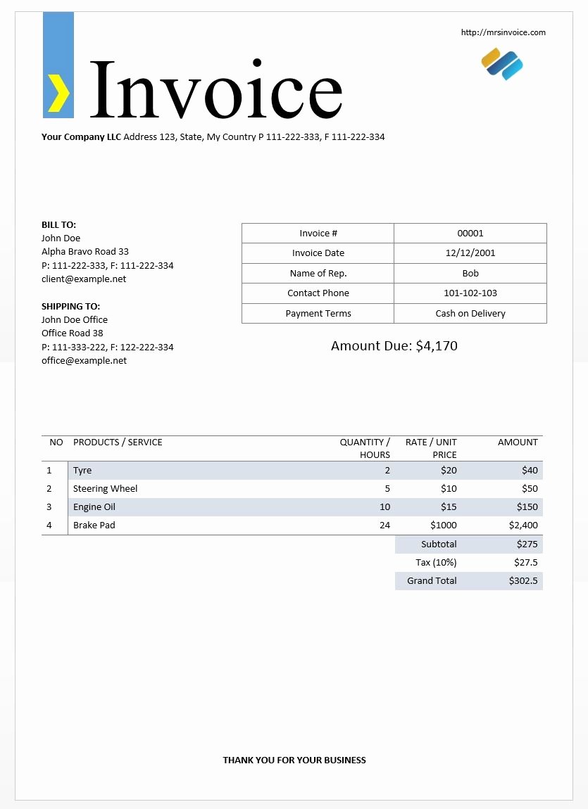 Free Invoice Template for Word Invoice Design Inspiration