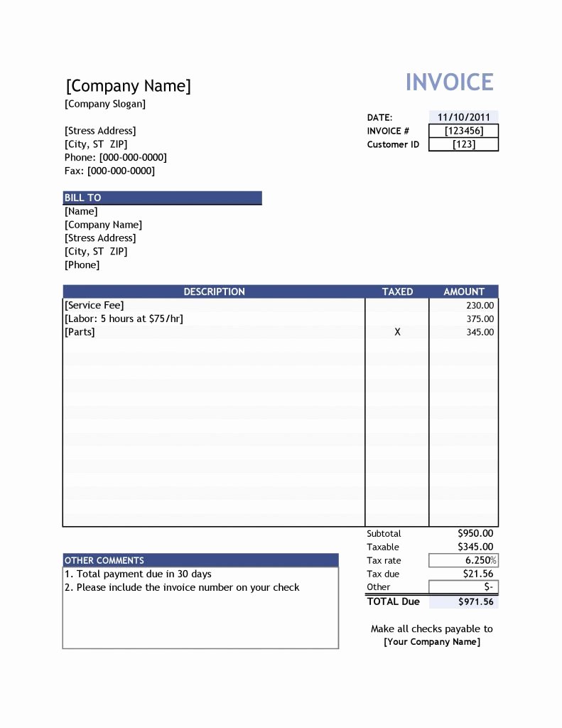 Free Invoice Template Invoice Templates for Excel Gallery