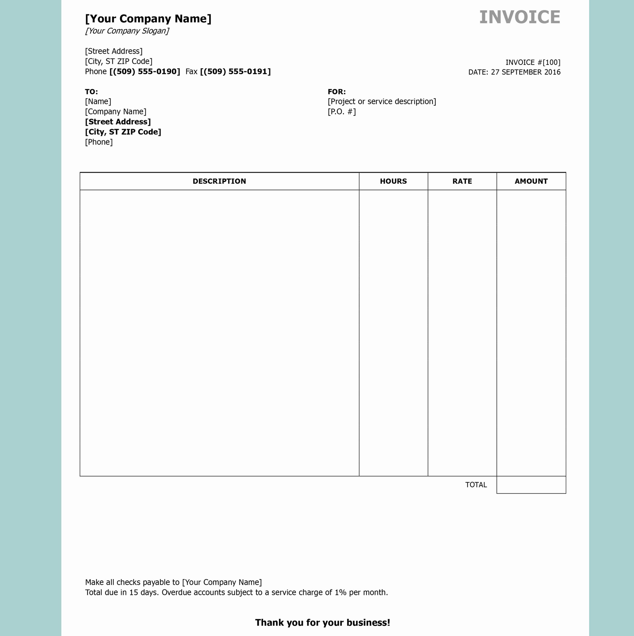 Free Invoice Templates by Invoiceberry the Grid System