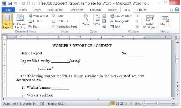 Free Job Accident Report Template for Microsoft Word