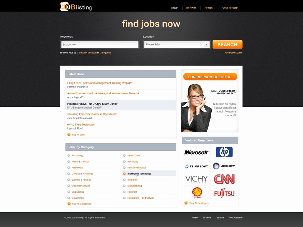Free Job Seacrh Template Job Website Templates