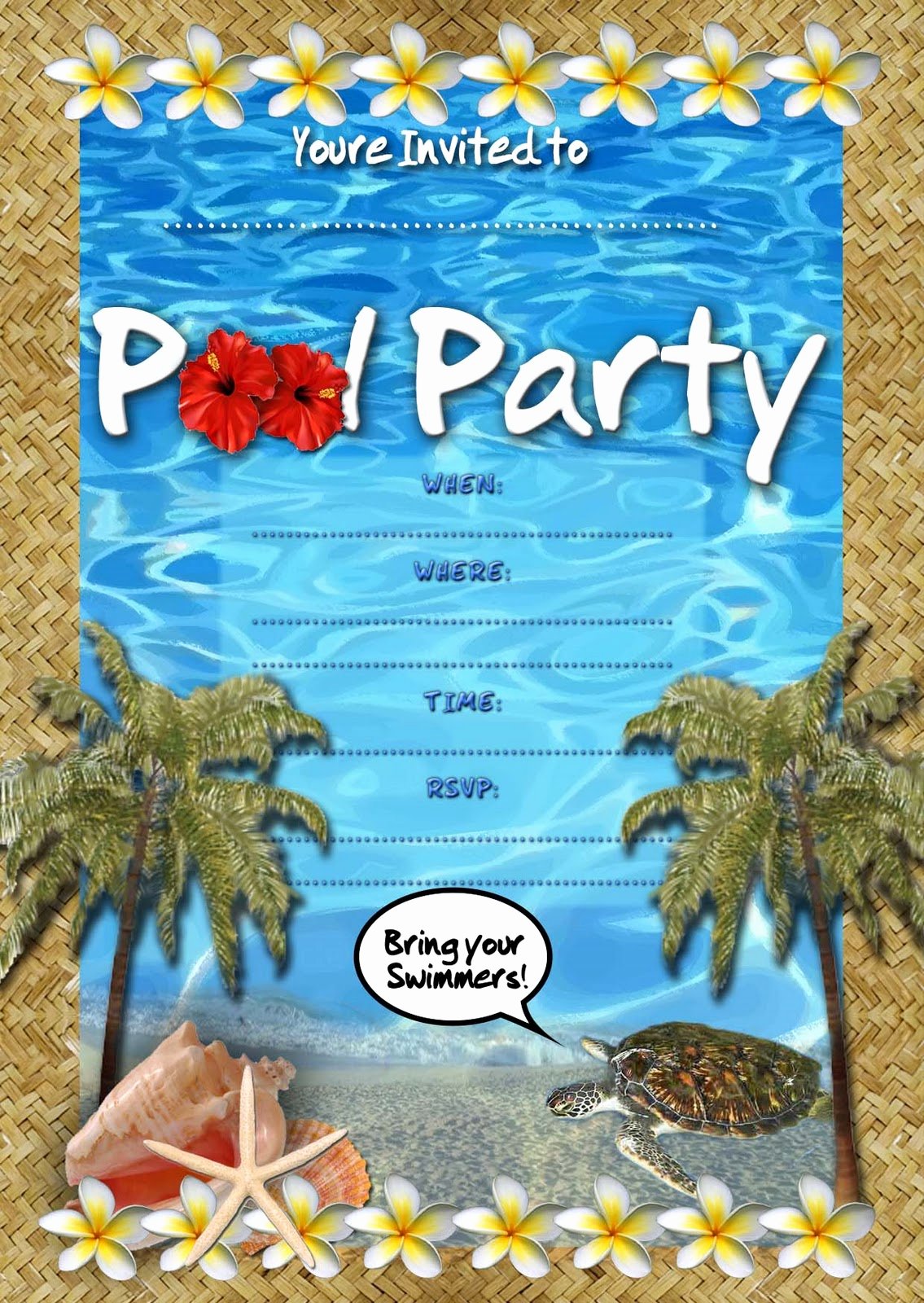 Free Kids Party Invitations Pool Party Invitation