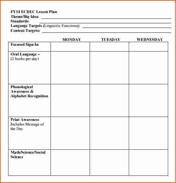 Free Lesson Plan Template for Elementary School Free