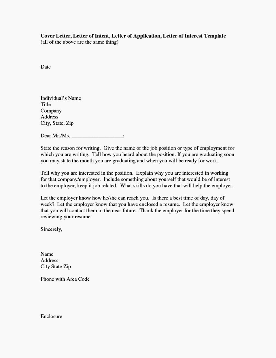 Free Letter Intent for A Job Template