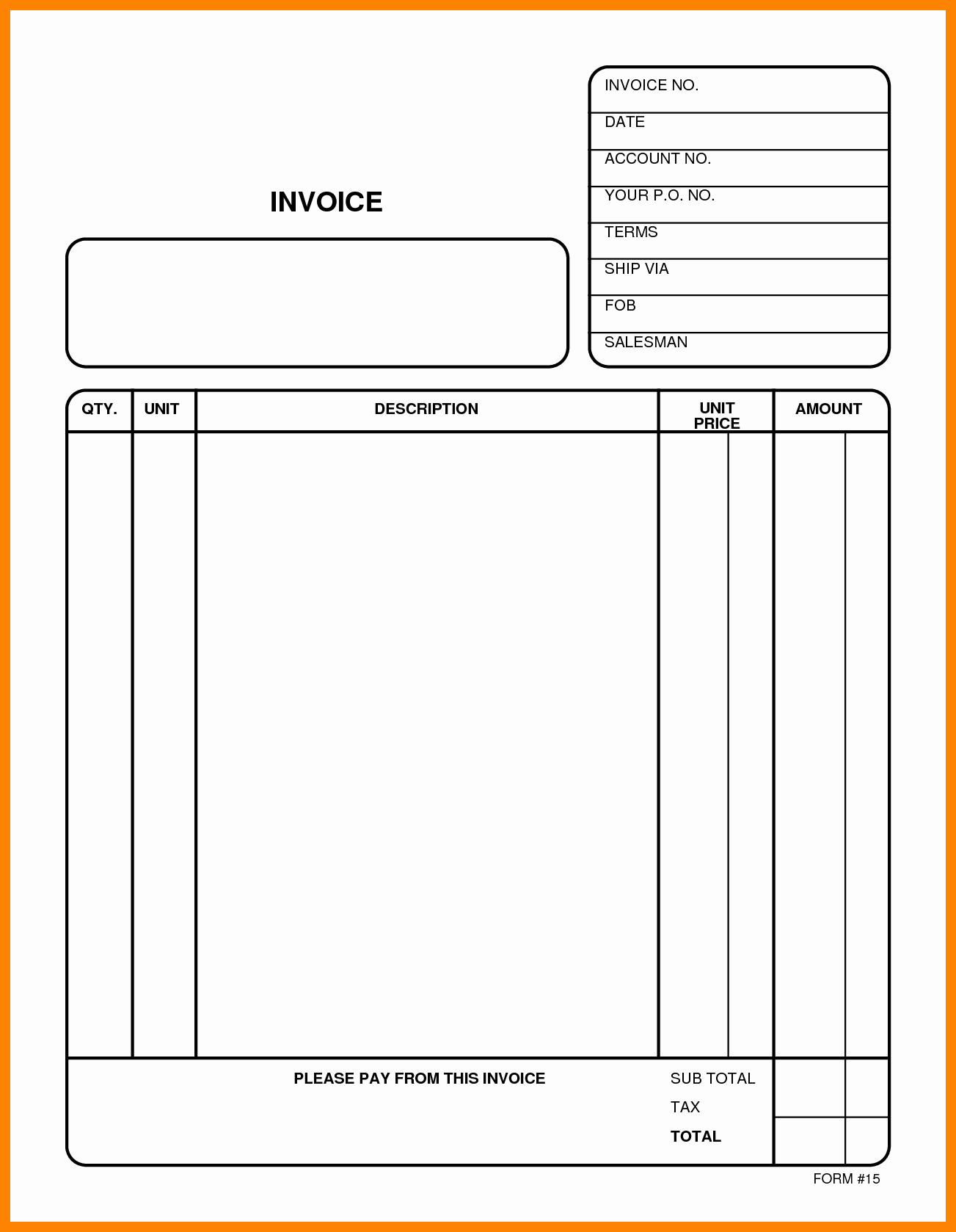 Free Line Printable Invoice Template Templates Station