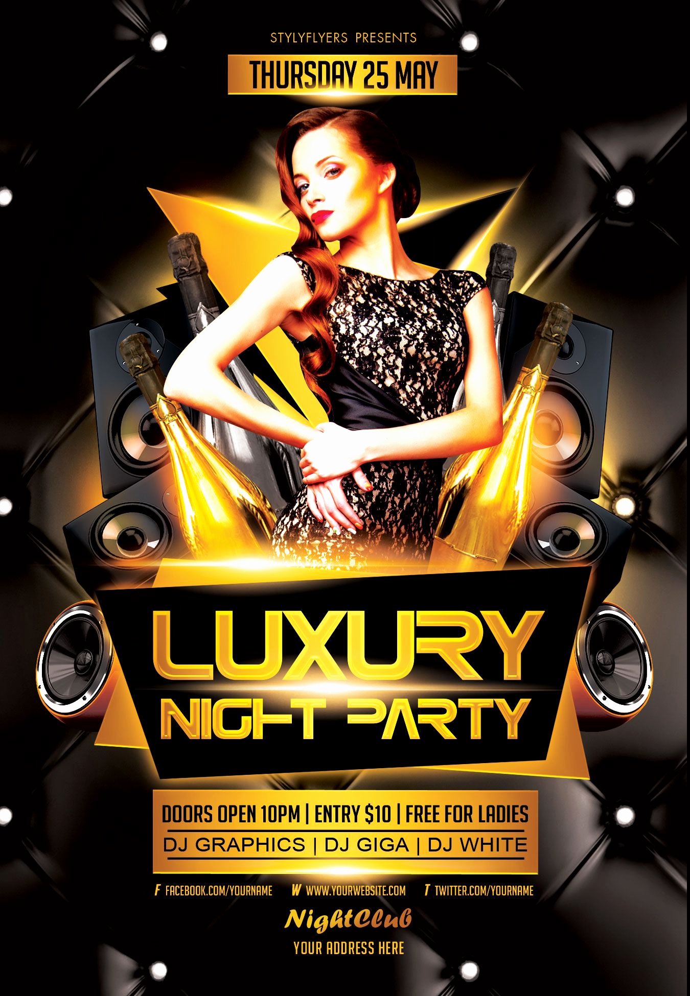 Free Luxury Night Party Flyer Psd Template by Styleflyer