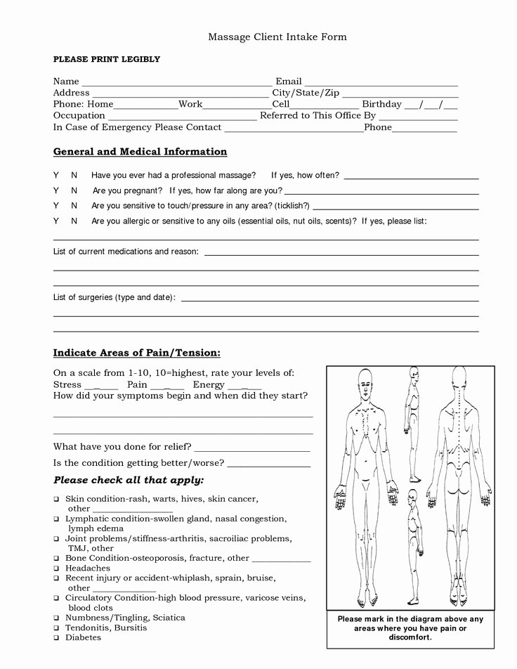 Free Massage Intake forms