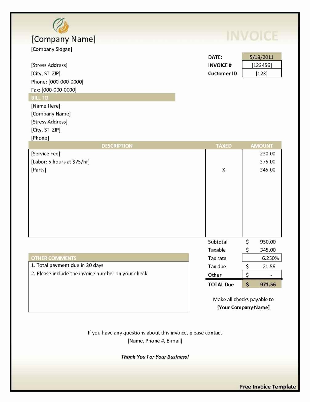 Free Medical Invoice Template Invoice Template Ideas