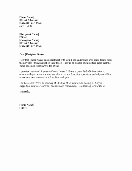 Free Meeting Confirmation Letter Template