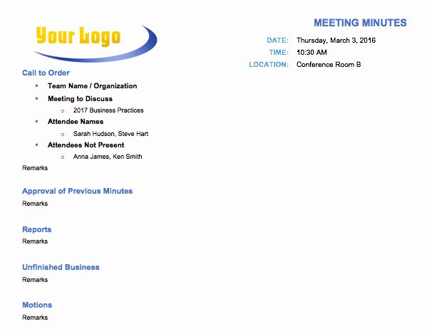 Free Meeting Minutes Template for Microsoft Word