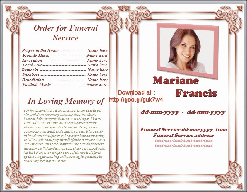 Free Memorial Service Program Template Invitation Template