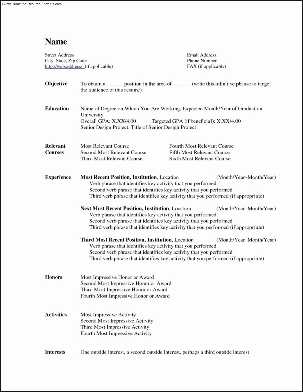 Free Microsoft Word Resume Template Free Samples