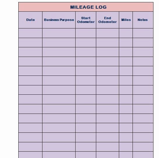 Free Mileage Log Templates Word Excel Template Section