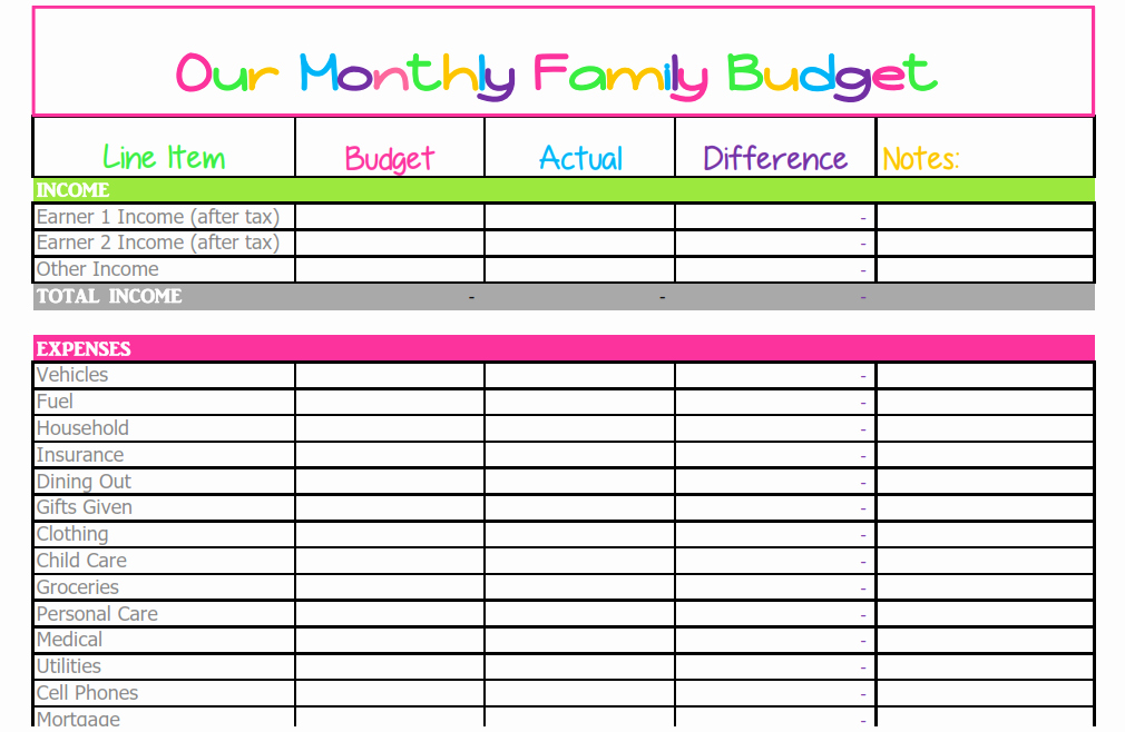 Free Monthly Bud Template Cute Design In Excel