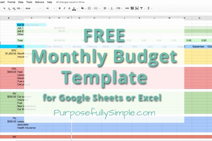 Free Monthly Bud Template Purposefully Simple