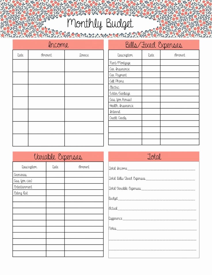 Free Monthly Bud Worksheet Excel Samplebusinessresume