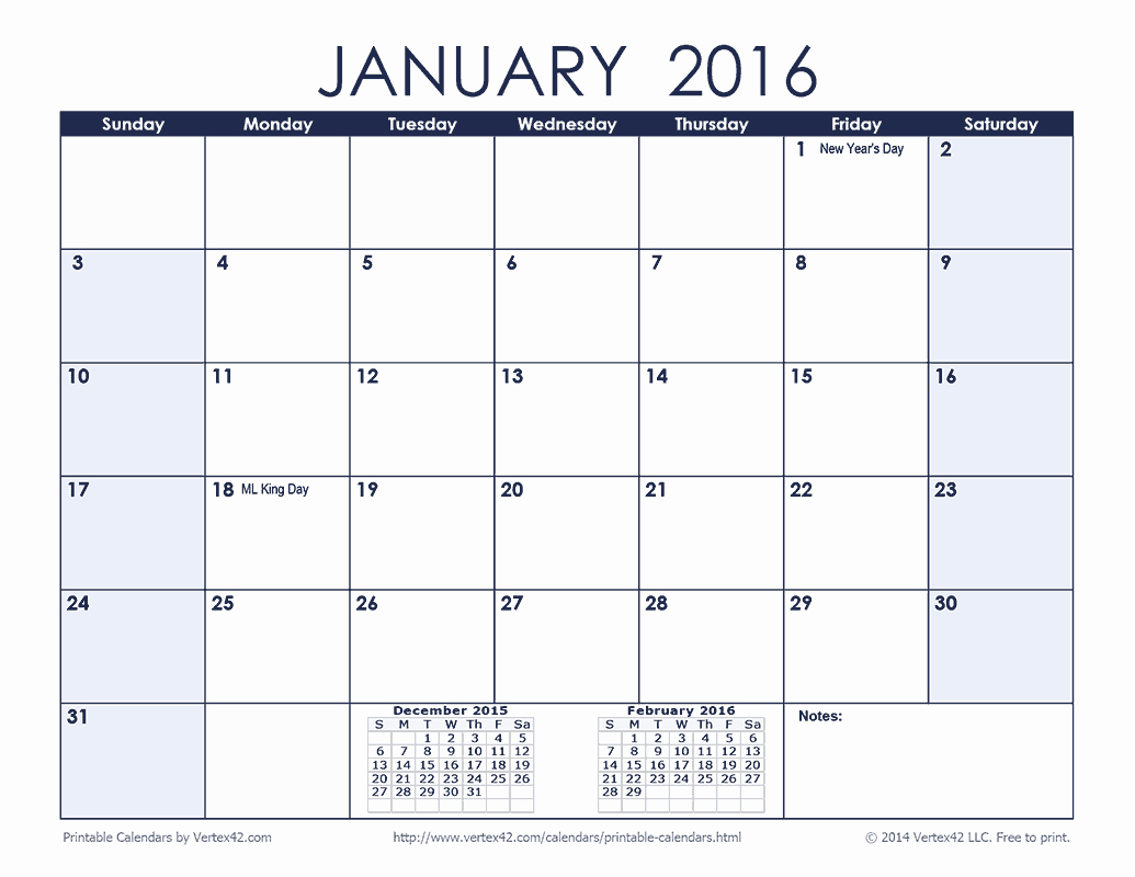 Free Monthly Calendar 2016 Monday Sunday