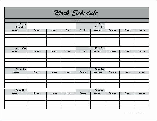 Free Monthly Employee Schedule Template Download