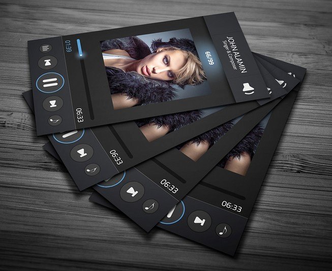 Free Music Player Style Business Card Template Psd Titanui