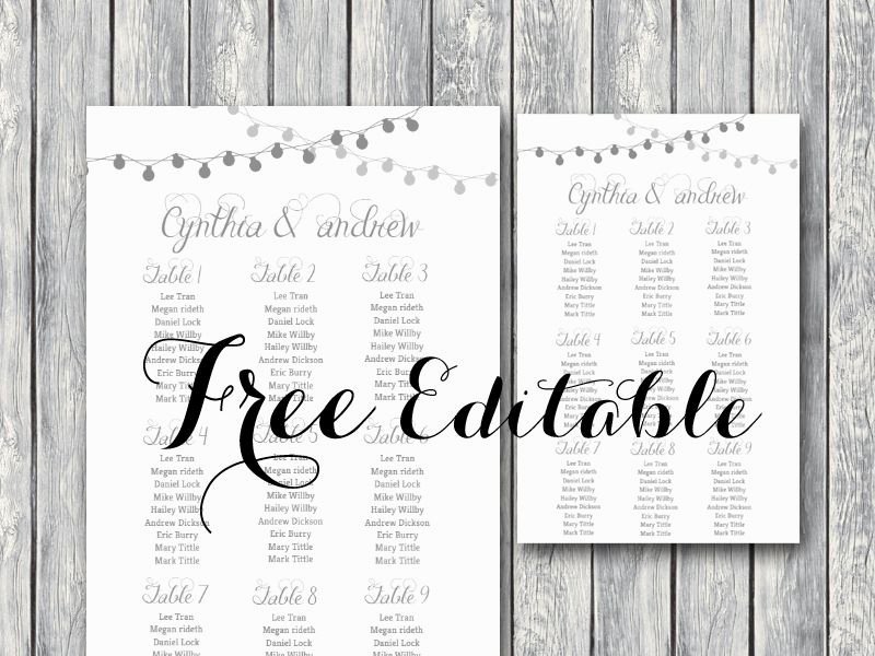 Free Night Light Wedding Chart Printable