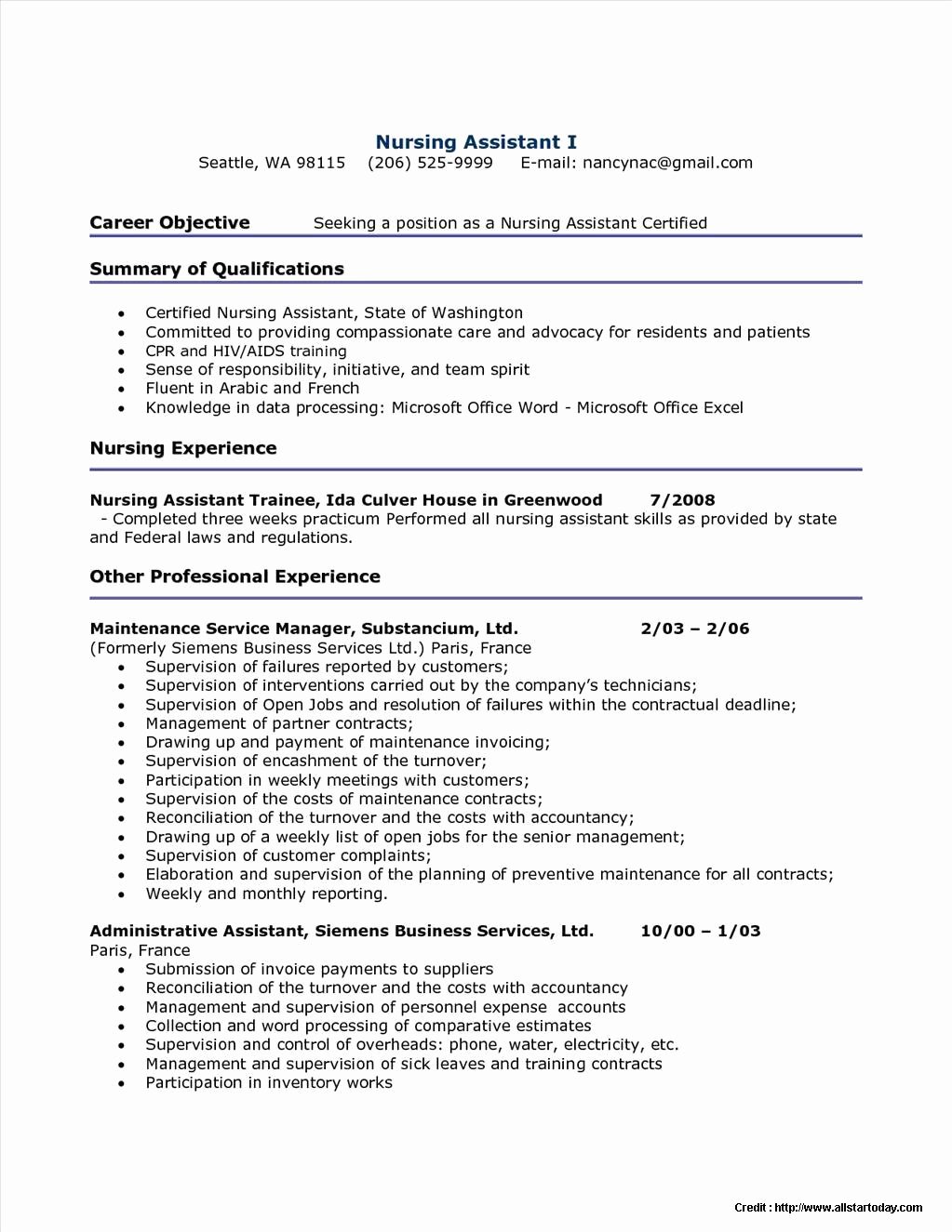 free nursing resume sample