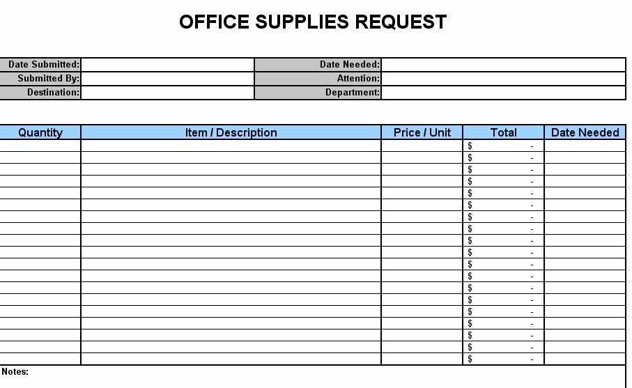 Free Office Supply List Template