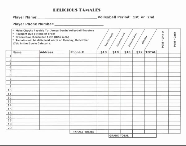 Free order form Template