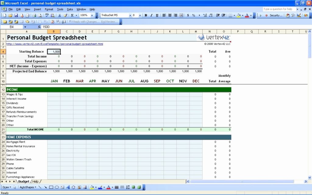 Free Personal Bud Spreadsheet Template Excel Monthly