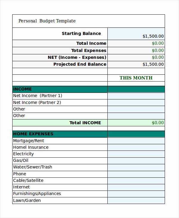 Free Personal Bud Template 9 Free Excel Pdf