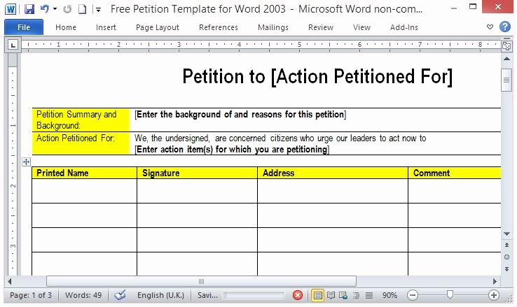 Free Petition Template for Word