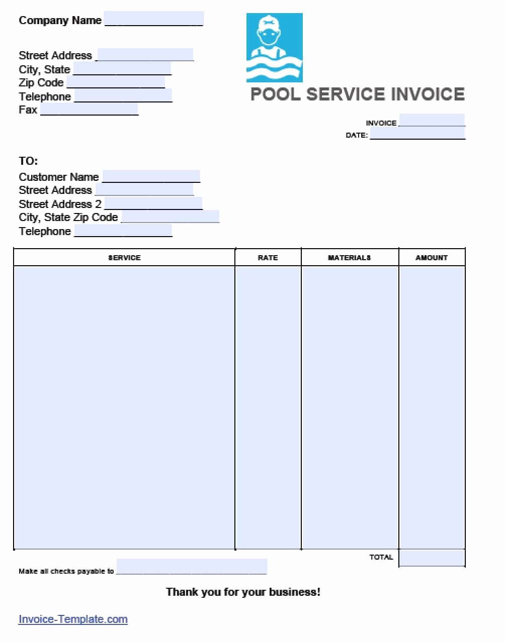 Free Pool Service Invoice Template Excel Pdf