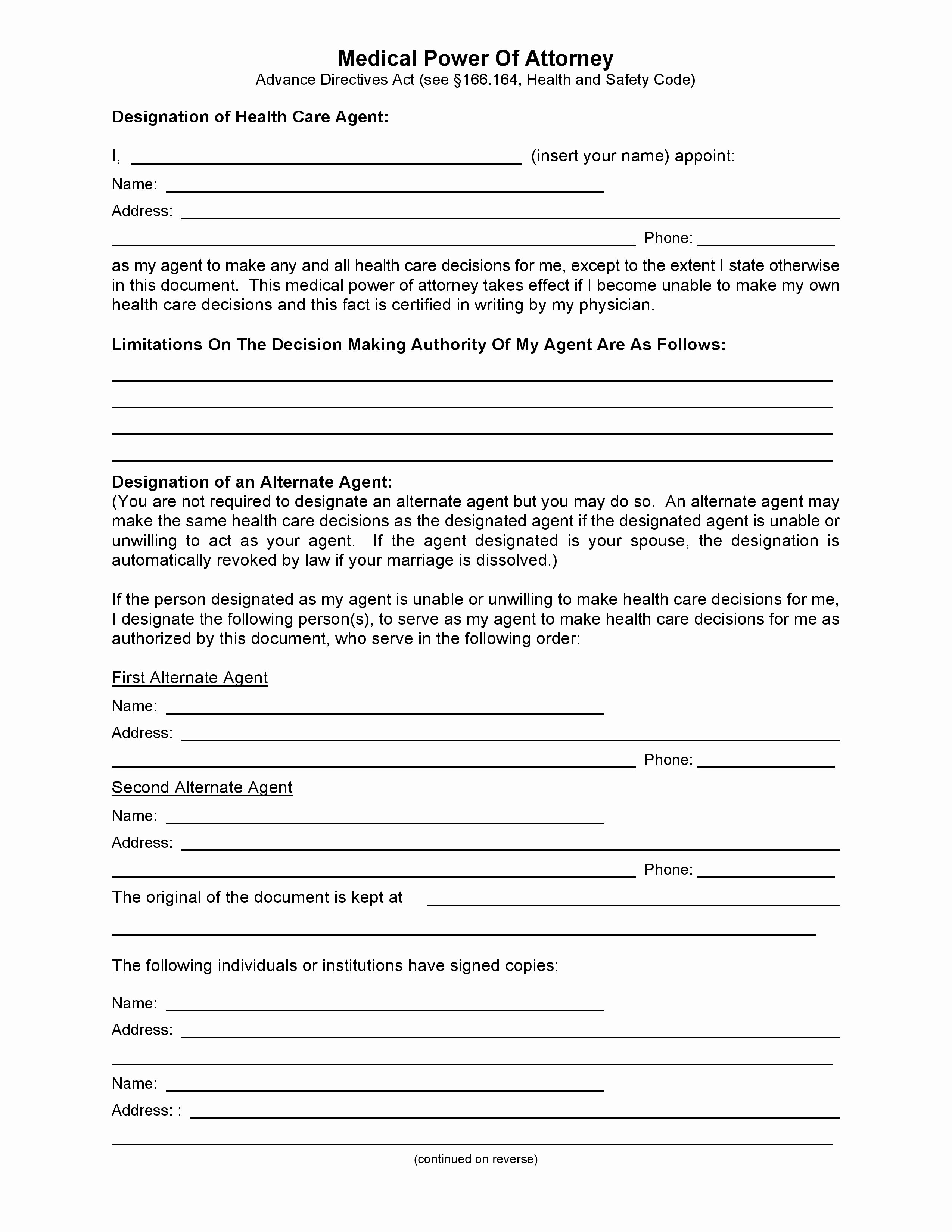 Free Power Of attorney forms Pdf Template