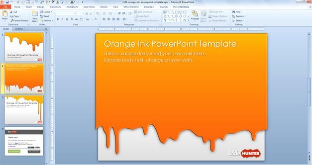 Free Powerpoint Template Design Free orange Ink