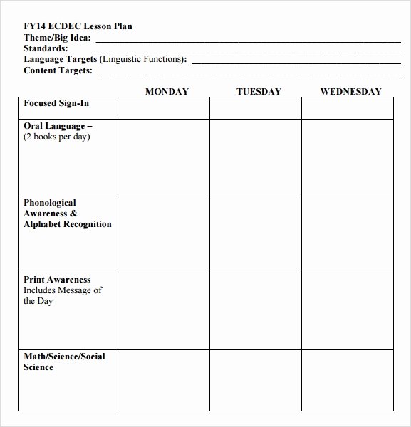 Free Preschool Lesson Plan Template Printable