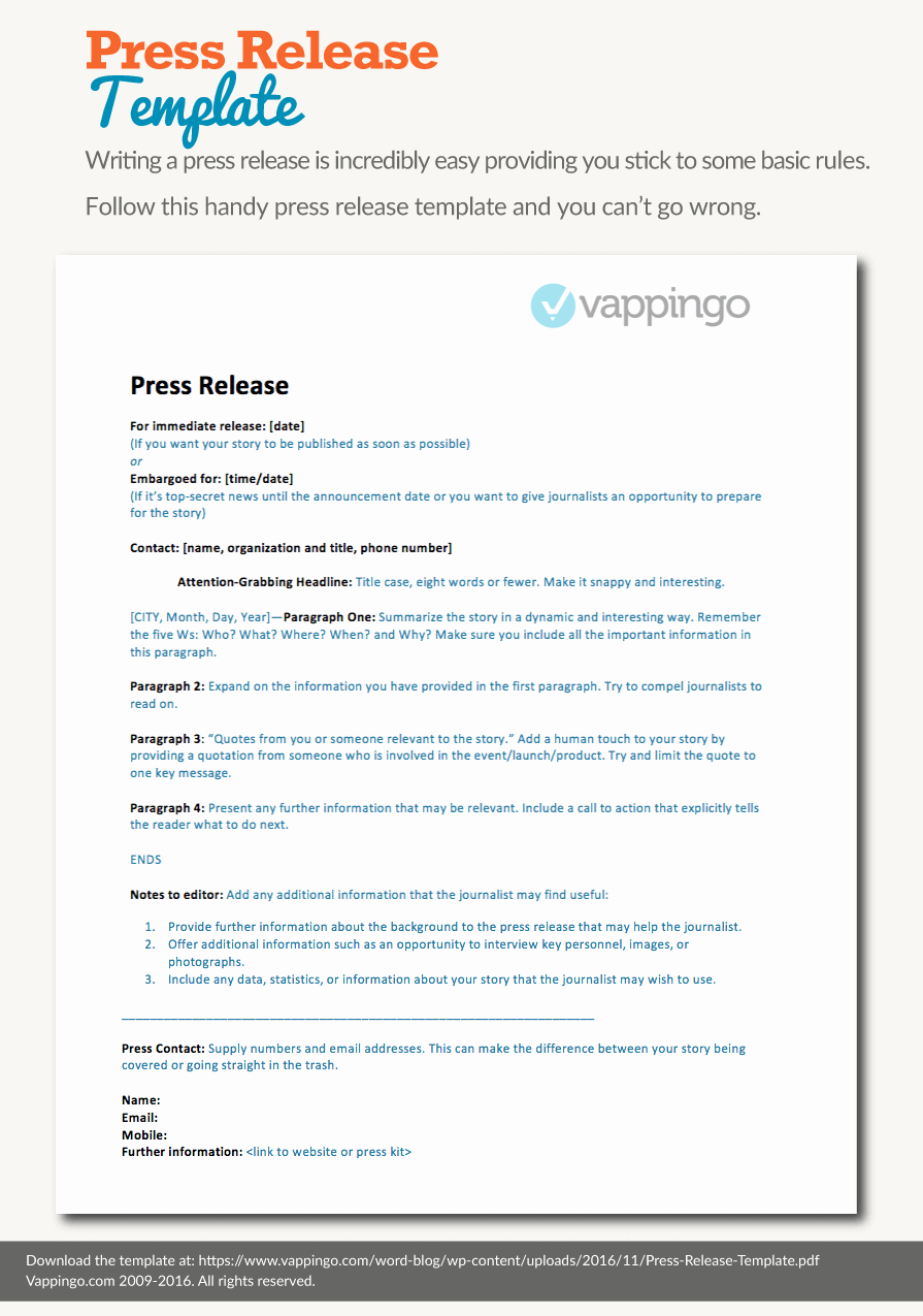 Free Press Release Template Impress Journalists In Seconds