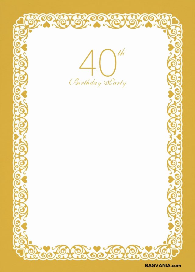Free Printable 40th Birthday Invitation Template