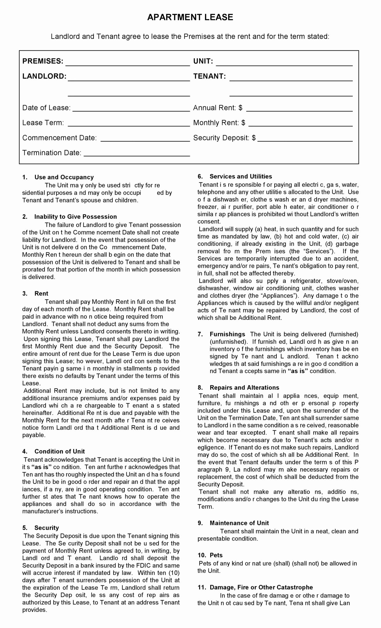 apartment lease agreement