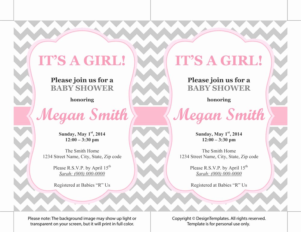 Free Printable Baby Shower Invitations Templates for Girls