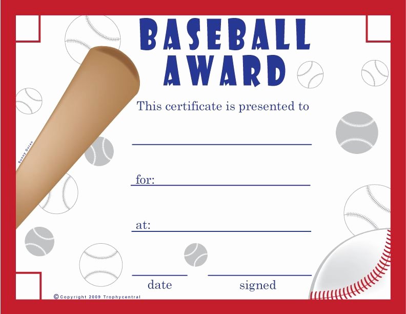 Free Printable Baseball Certificates