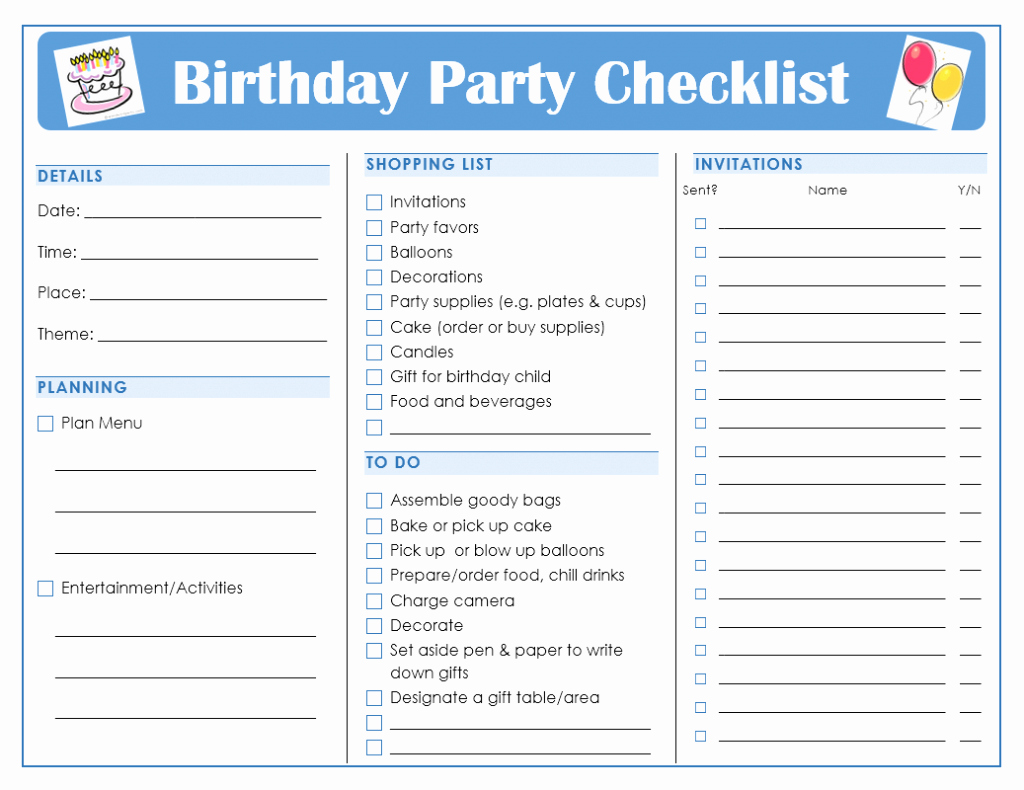 Free Printable Birthday Party Checklist