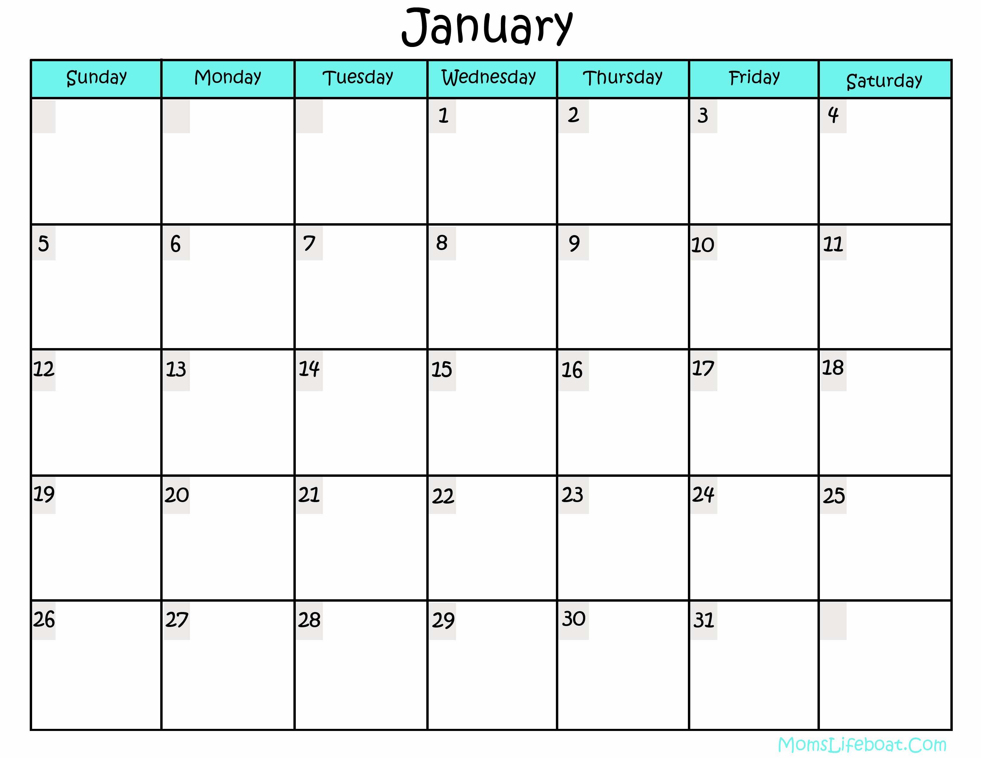 Free Printable Blank Calendar Template 2016 Printable