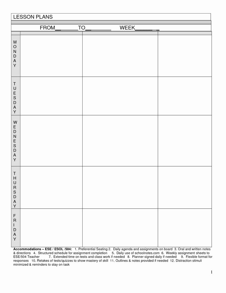 free printable blank lesson plan template