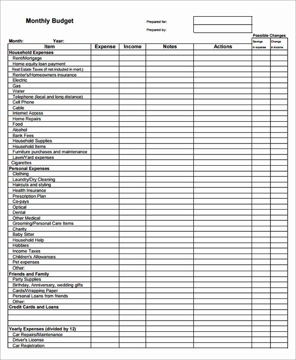 Free Printable Blank Monthly Bud Worksheet Best