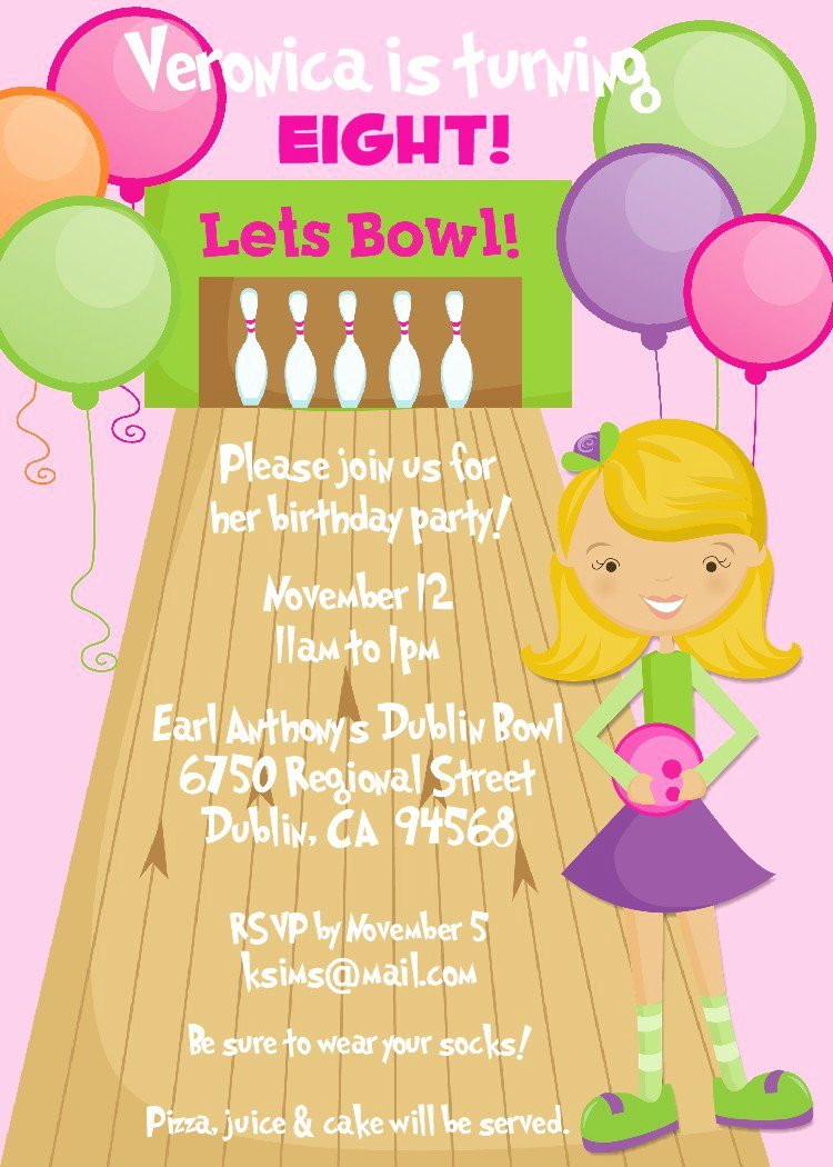 Free Printable Bowling Birthday Party Invitations for Kids