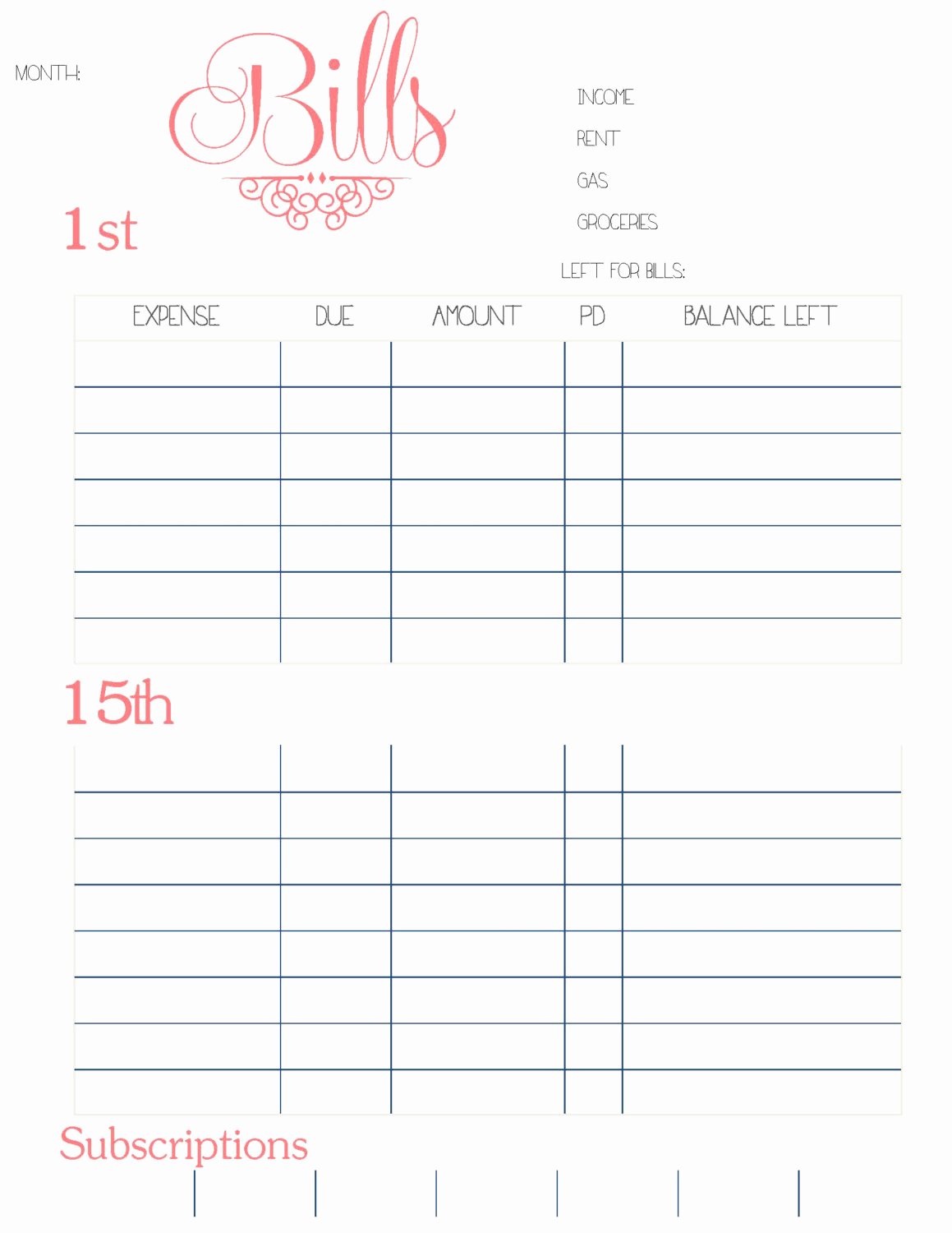 Free Printable Bud Calendar Template 2016