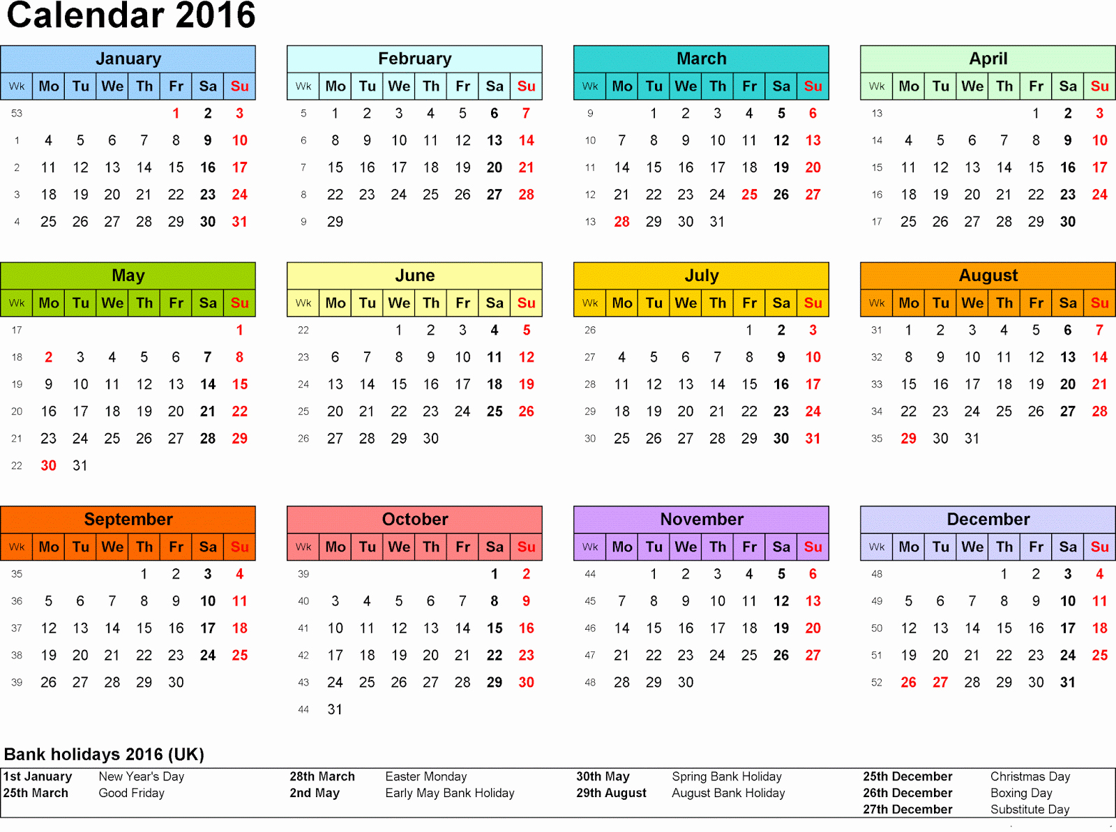 [free] Printable Calendar Templates 2016