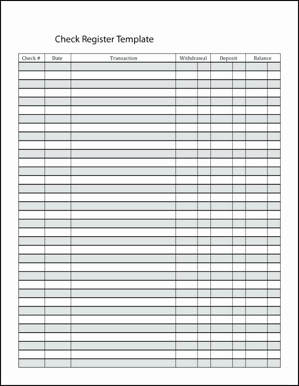 Free Printable Check Register Full Page for Checkbook